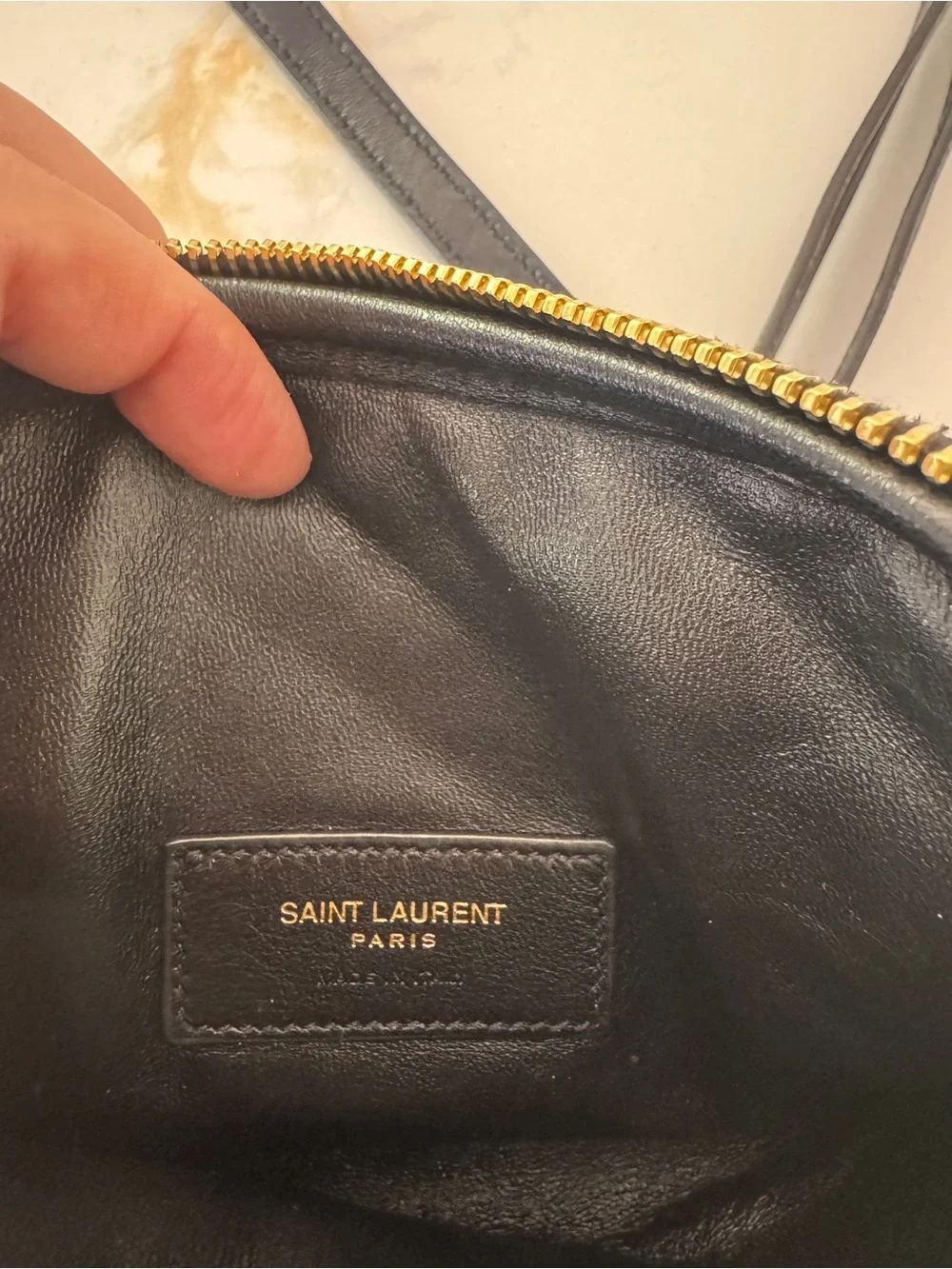 Saint Laurent YSL Gaby Zipped Pouch Crossbody Bag in Black Quilted Lambskin